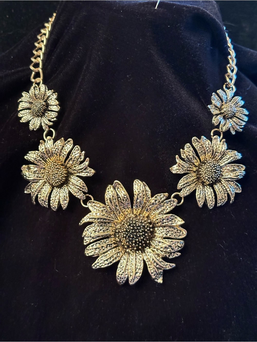 Gold/Bronze Sunflower Statement Necklace - Women's Floral Jewelry